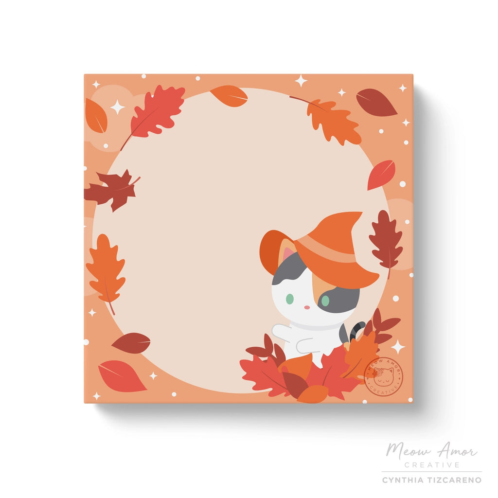 Autumn Witch Calico Cat Post-it Sticky Notes