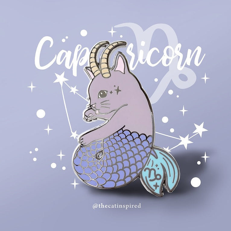 Capricorn zodiac enamel pin
