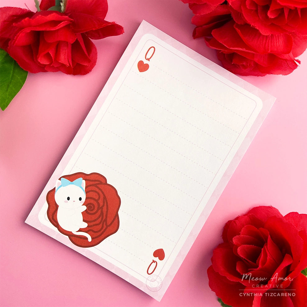Playing Card Cat lined notepad