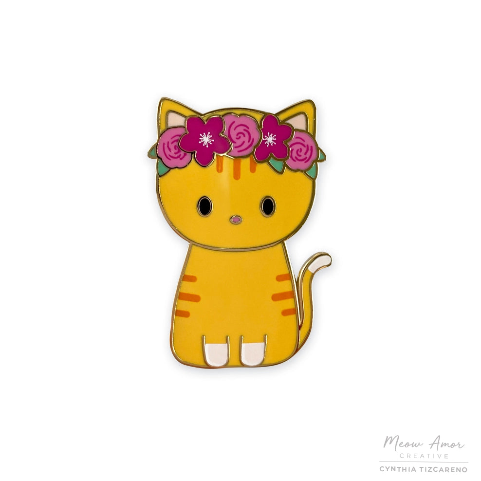 Flower Crown Cat Hard Enamel Pin