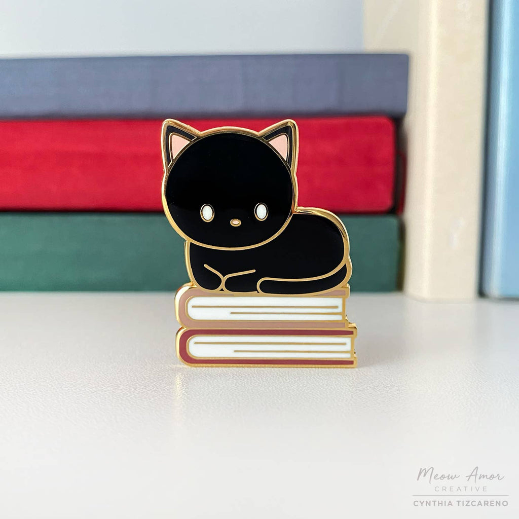 Book Black Cat Hard Enamel Pin