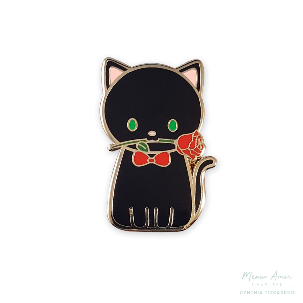 Romantic Cat enamel pin