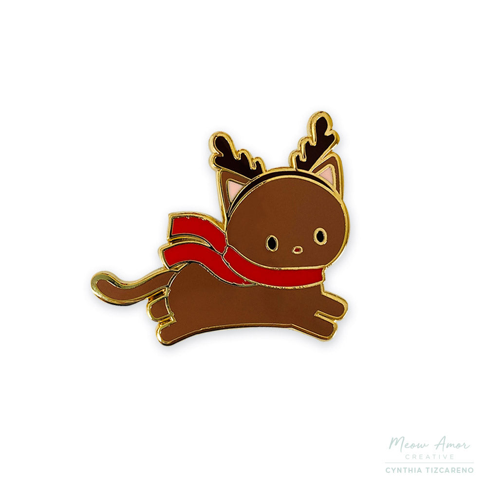 Reindeer Cat enamel pin
