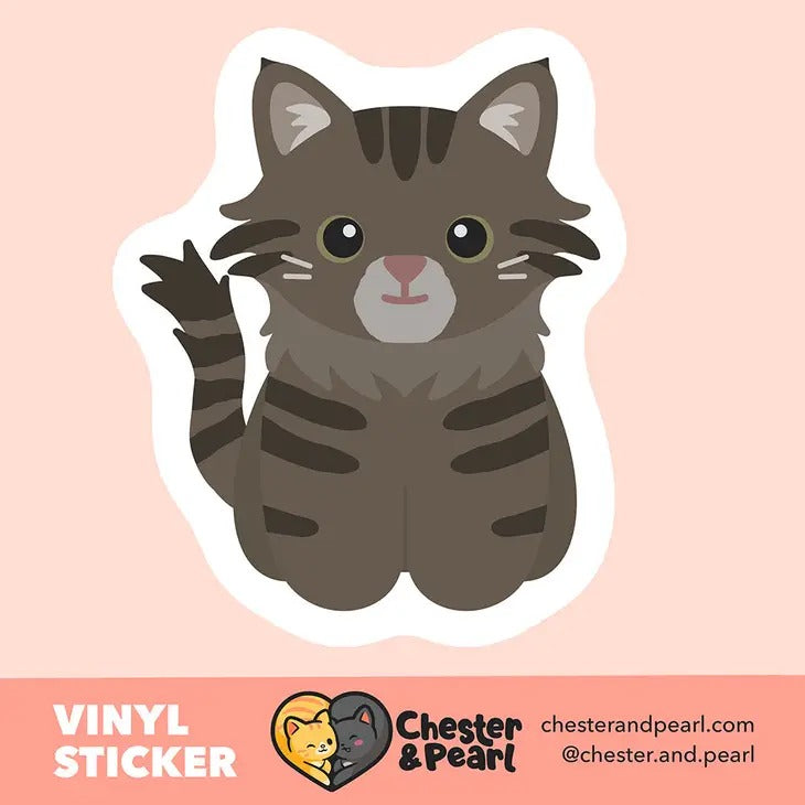 Long Hair Brown Tabby Cat sticker
