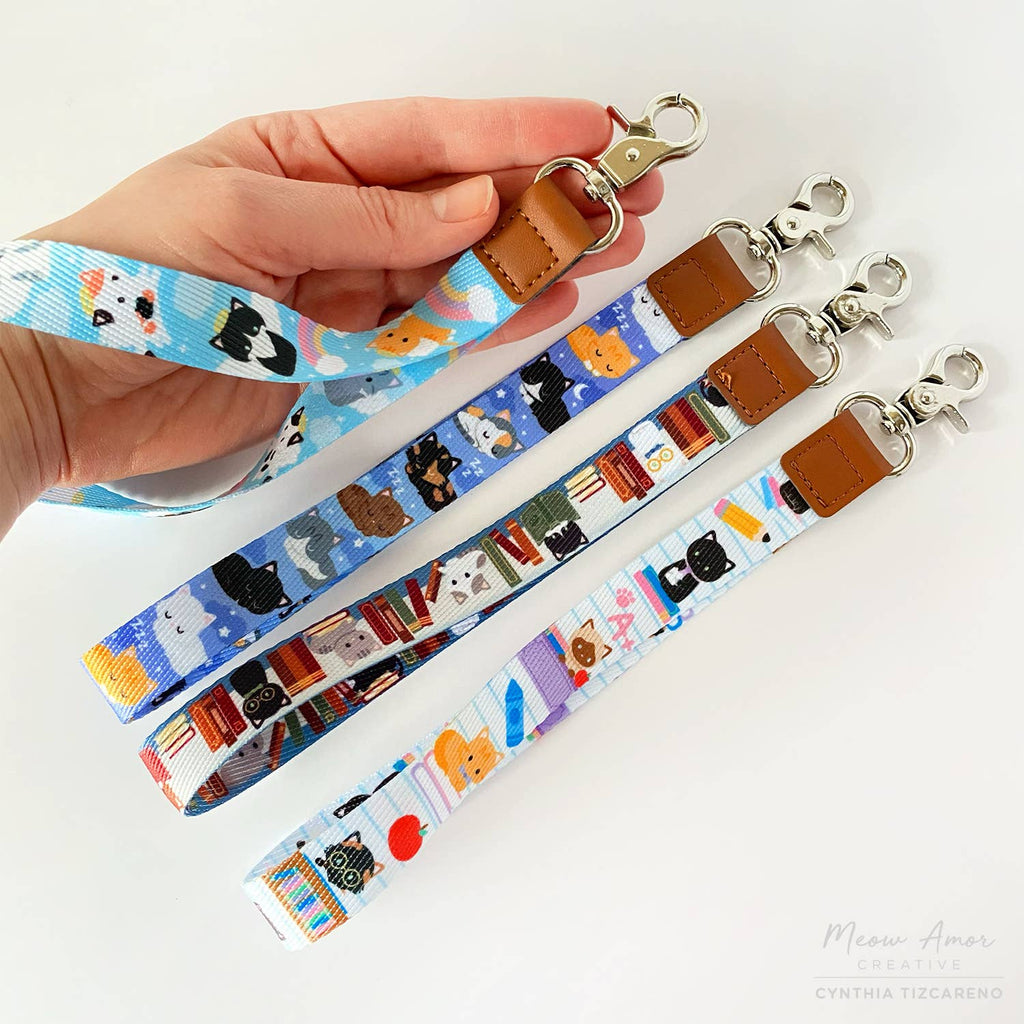 Angel Cats Double-sided Wristlet Lanyard