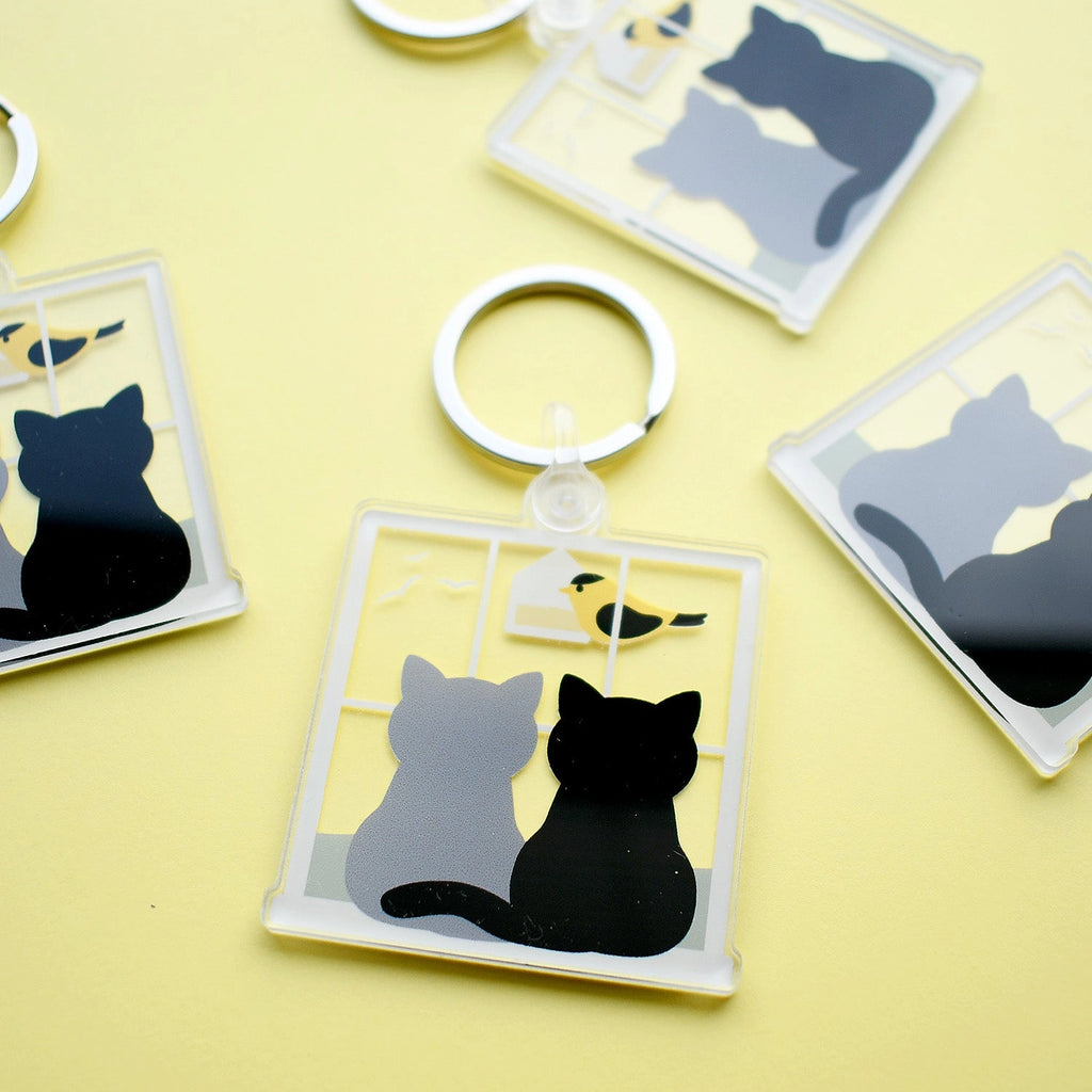 Grey and Black Cats keychain