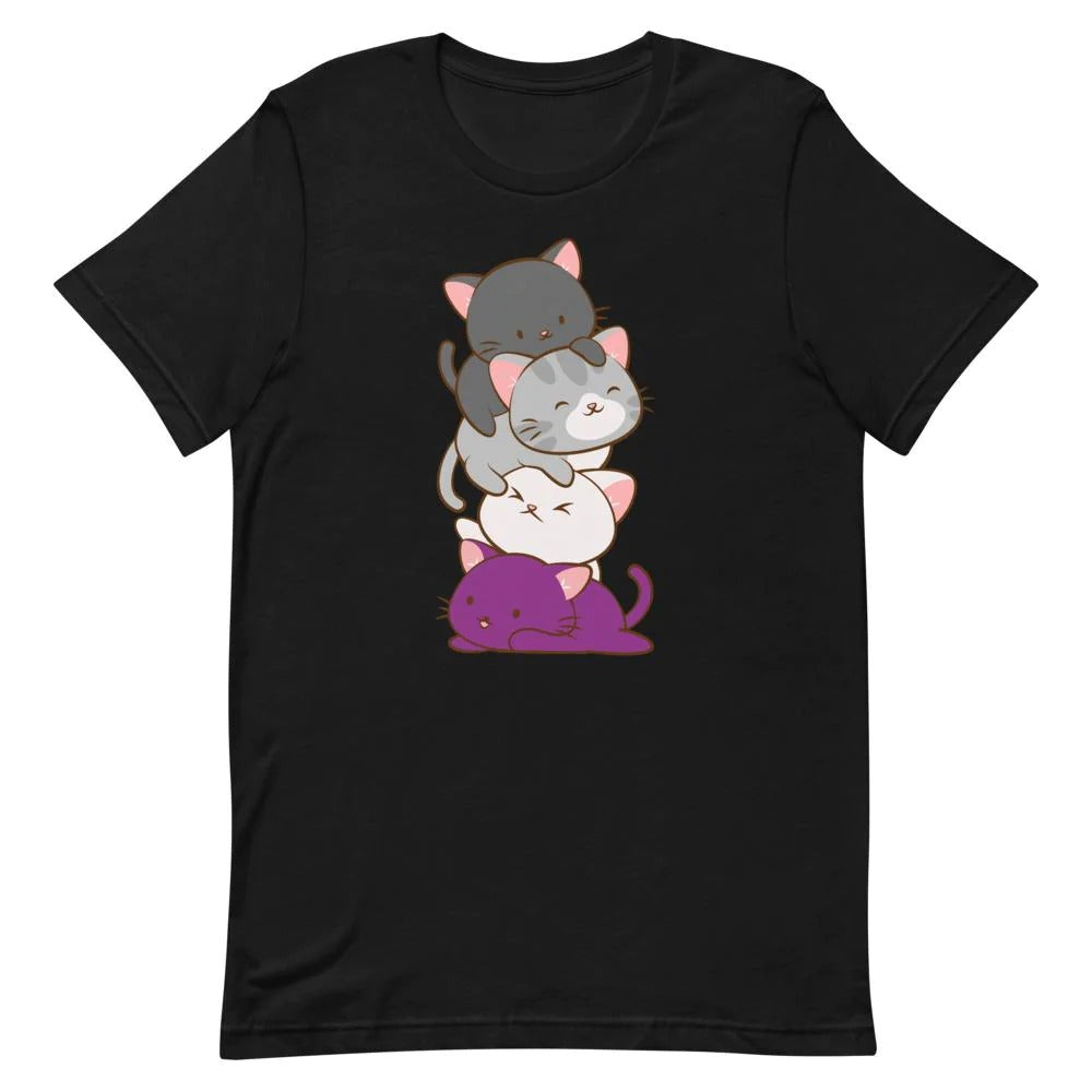 Asexual Cat Pile Pride Flag Bella + Canvas T-shirt