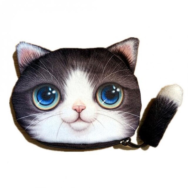 Cat face coin purse with tail