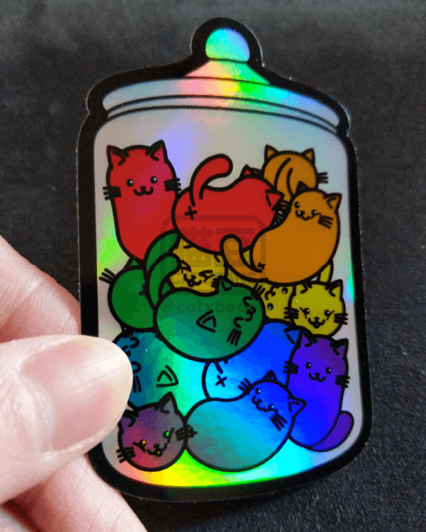 Holographic Gay Pride Jelly Cat Beans sticker