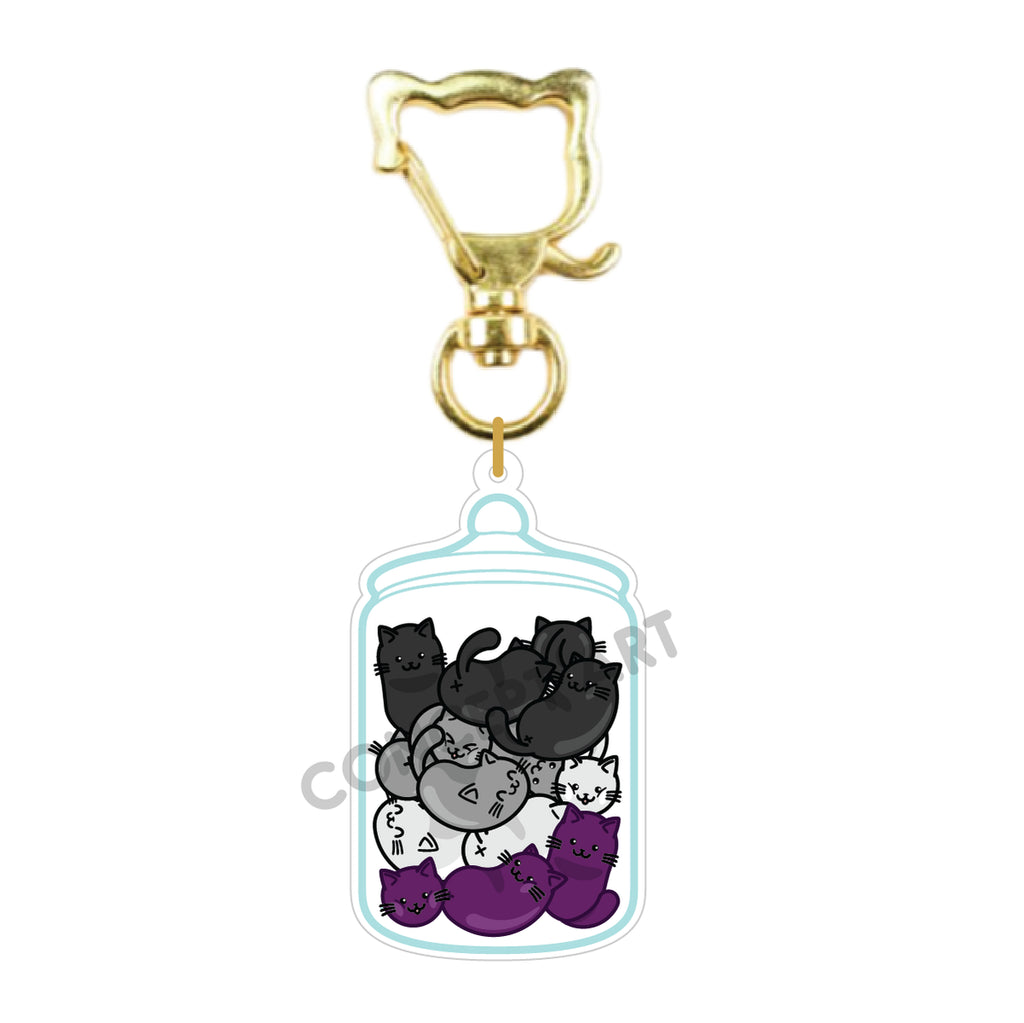 Asexual Jelly Cat Beans in Jar Pride Flag Acrylic Keychain