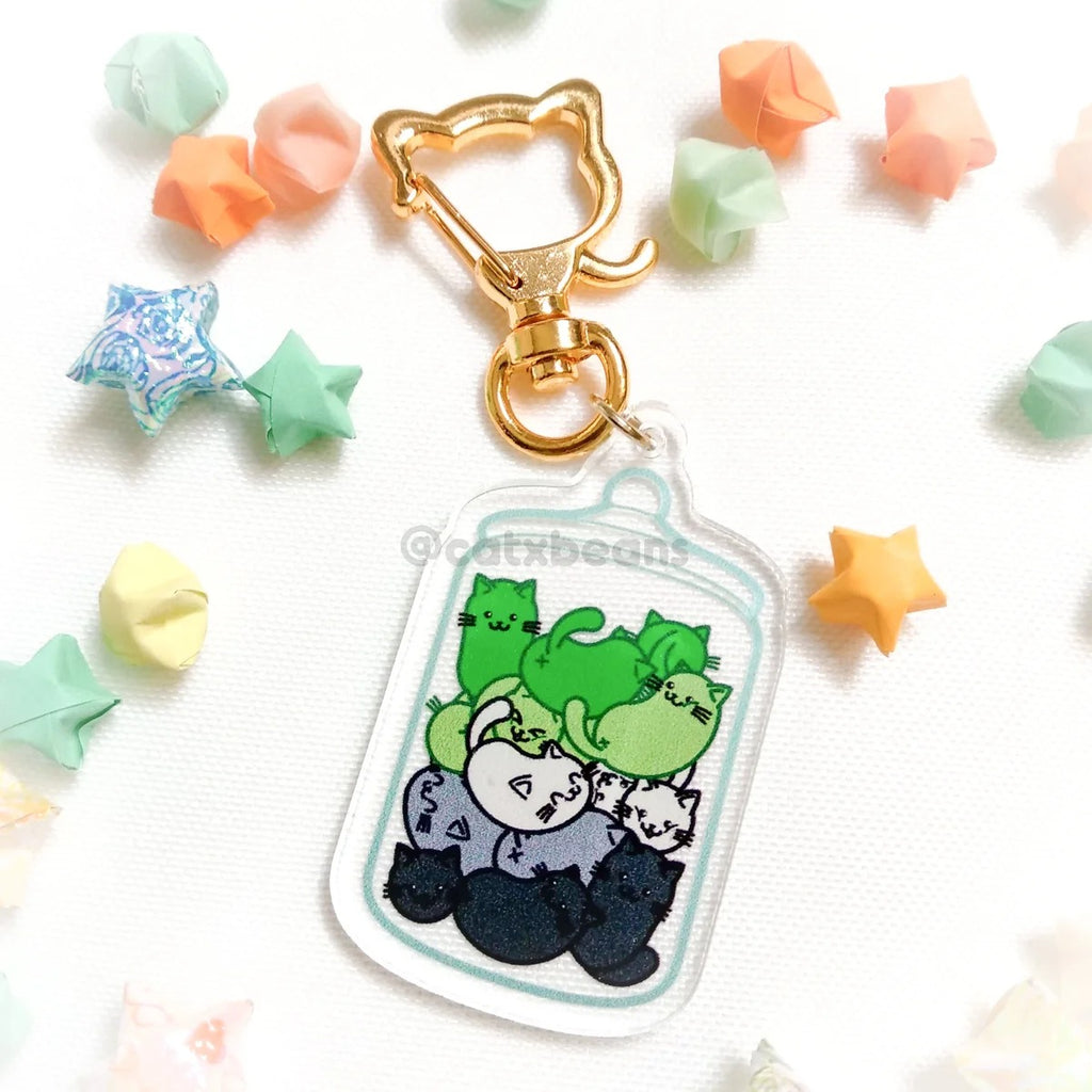 Aromantic Pride Jelly Cat Beans keychain