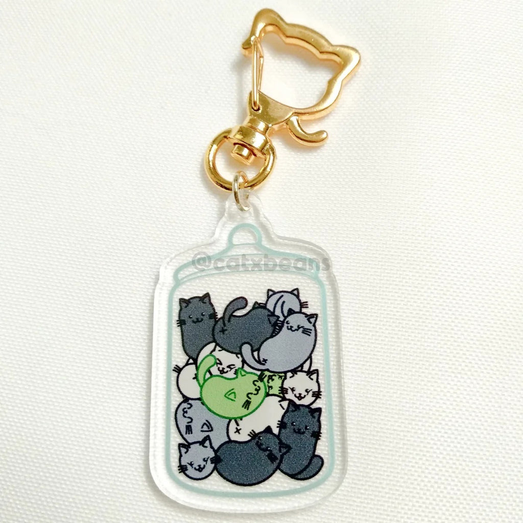 Agender Pride Jelly Cat Beans keychain