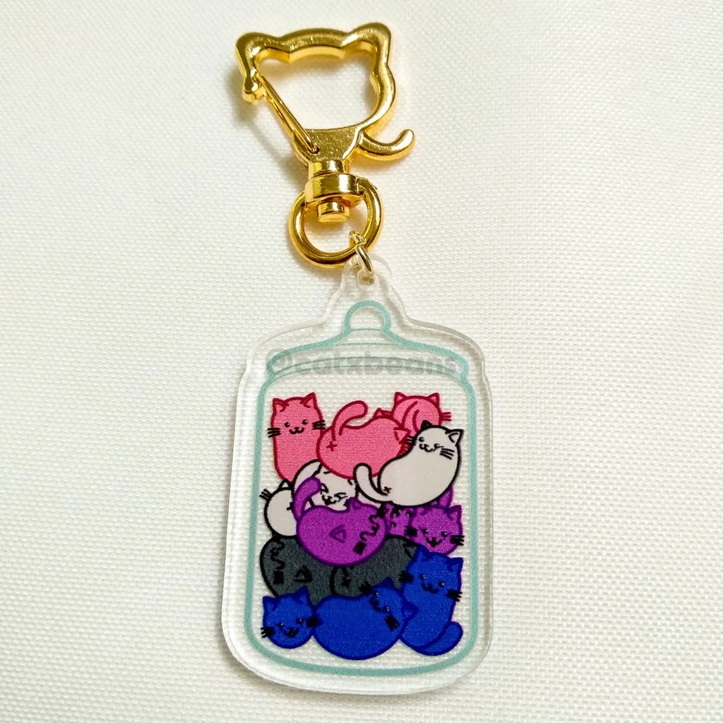 Genderfluid Pride Jelly Cat Beans keychain