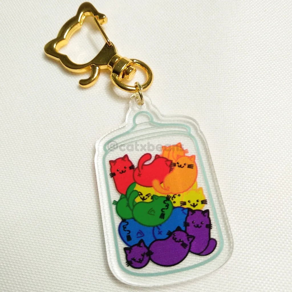 Gay Pride Jelly Cat Beans keychain
