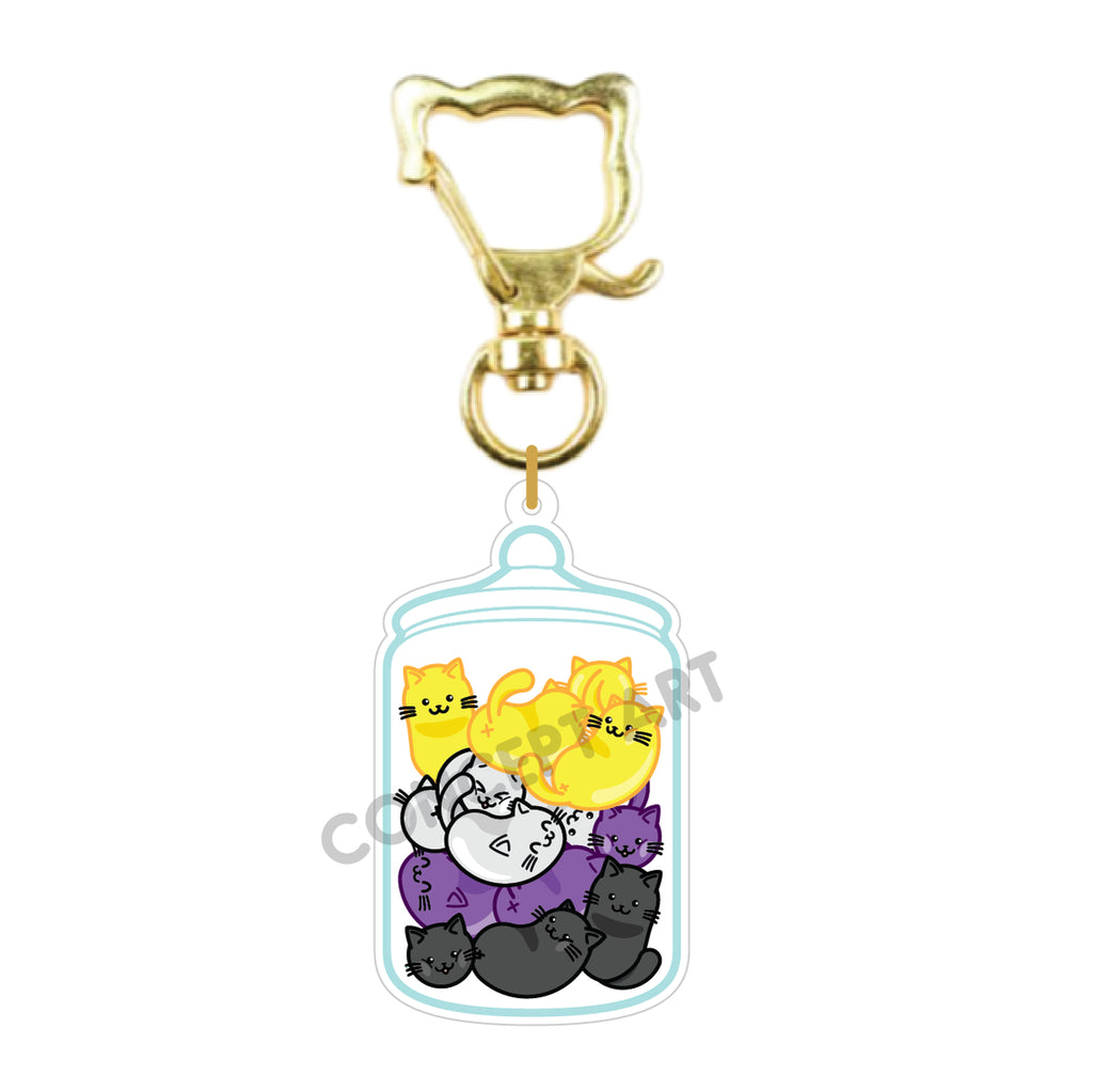 Non-Binary Pride Jelly Cat Beans keychain